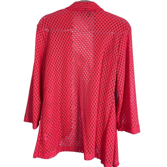 Slinky Brand Top Women L Pink Cardigan Preppy Classic Boho Western Mature Argyle - Picture 7 of 9